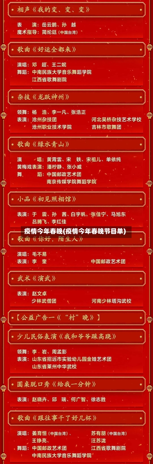 疫情今年春晚(疫情今年春晚节目单)