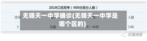 无锡天一中学确诊(无锡天一中学是哪个区的)