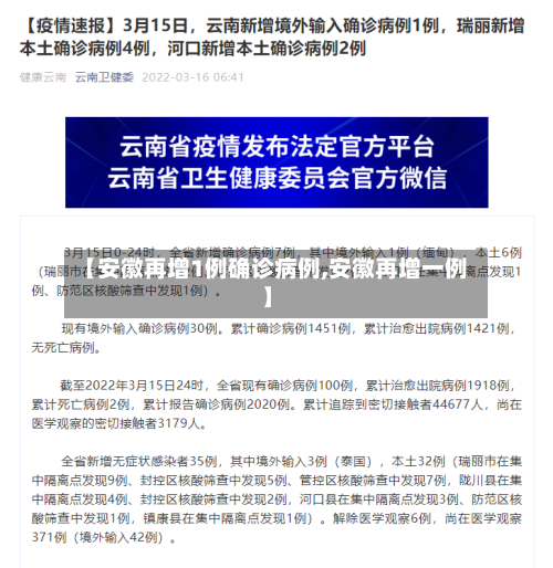 【安徽再增1例确诊病例,安徽再增一例】-第3张图片