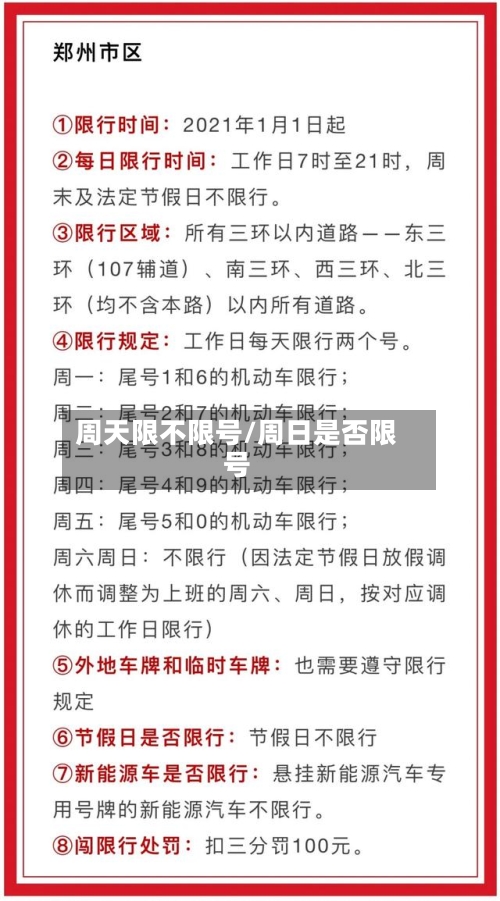 周天限不限号/周日是否限号-第2张图片